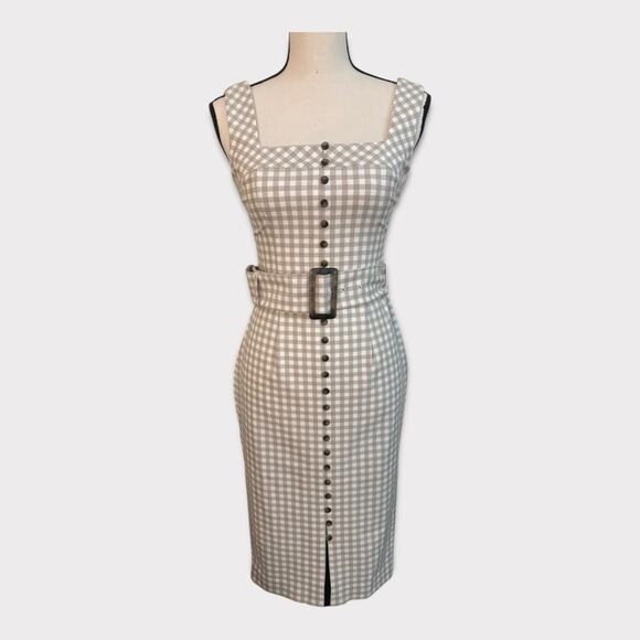 White House Black Market Gingham Button-Front Dress - Size 00 - Picture 1 of 12